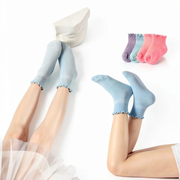 AniKigu Baby Girls Ruffle Socks Soft Cotton 6 Pairs-4