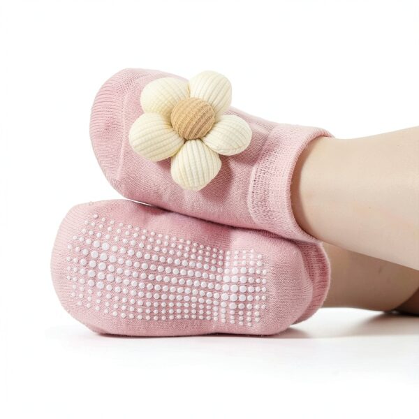 EUFANCE Baby Socks 3D Floral Non Slip Cotton Rich-1