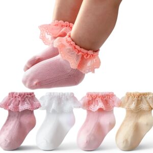 Baby Girls Lace Socks Cotton Ankle Socks Assorted Colors-0