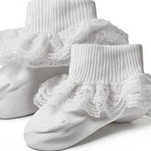 Baby Girls Socks Soft Cotton Ruffle Ankle Dress Socks-0