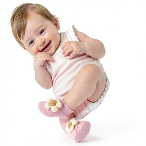 EUFANCE Baby Socks 3D Floral Non Slip Cotton Rich-2