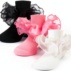 Girls Ruffle Socks Cotton Blend Ankle Socks for Toddlers-0