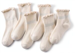 AniKigu Baby Girls Ruffle Socks Soft Cotton 6 Pairs-0