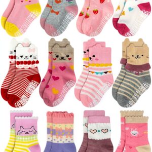 RATIVE Baby Girls Socks Non-Slip Grip Cotton All Seasons-0