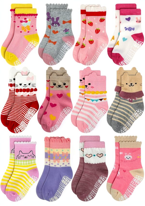 RATIVE Baby Girls Socks Non-Slip Grip Cotton All Seasons-0