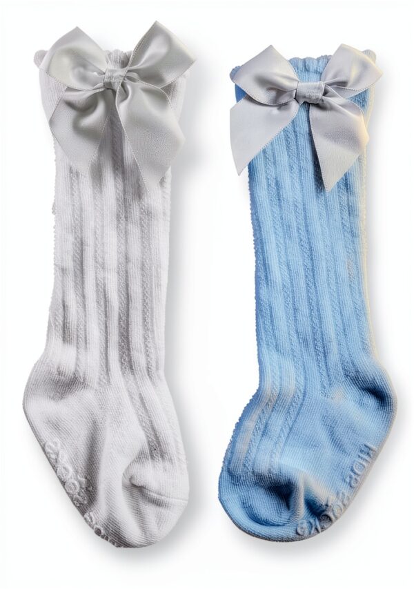 Baby Girls Knee High Socks Non Skid Stay Up Soft Bows-3