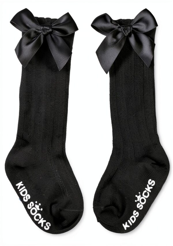 Baby Girls Knee High Socks Non Skid Stay Up Soft Bows-5