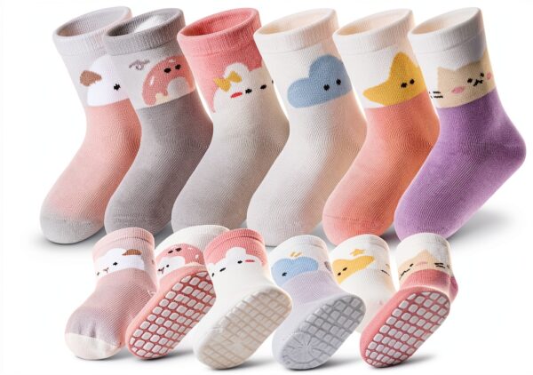 Baby Girls Non-Slip Socks Soft Cotton Grip Toddler Socks-0