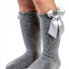 Baby Girls Knee High Socks Non Skid Stay Up Soft Bows-6