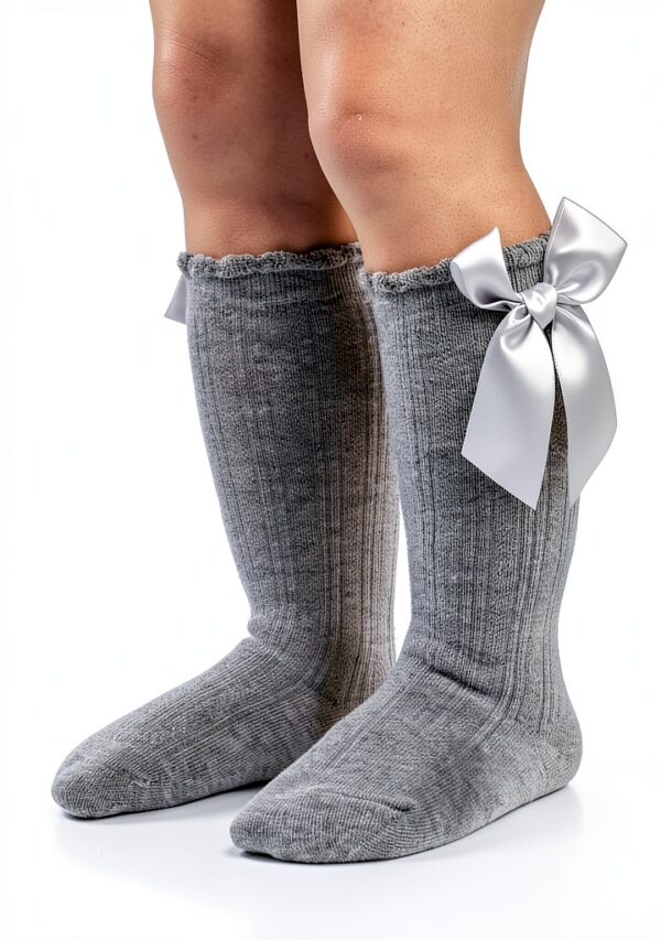 Baby Girls Knee High Socks Non Skid Stay Up Soft Bows-6
