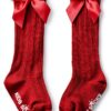 Baby Girls Knee High Socks Non Skid Stay Up Soft Bows-4