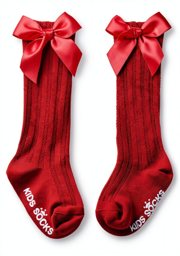 Baby Girls Knee High Socks Non Skid Stay Up Soft Bows-4